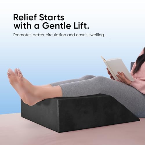 Image of Frido Leg Elevation Wedge Pillow for Edema, Varicose Veins, Fracture | High Resilience Foam Cushion for Leg, Knee & Thigh Support | Back Pain & Swelling Relief | Lightweight (Black)