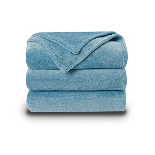 Image of NANPIPER Fleece Blankets Super Soft Flannel King Size Blanket for Bed Luxury Cozy Microfiber Plush Fuzzy Blanket,Light Blue