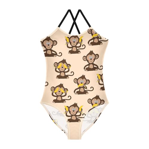 Girls One Piece Swimsuits Summer Quick Dry Beach Bathing Suit Cross Shoulder Strap Swimwear 3-10 Years