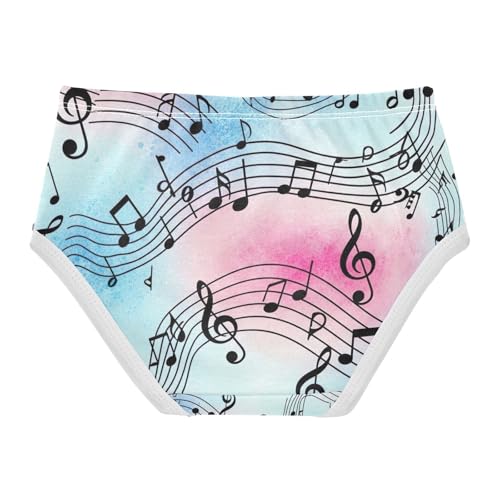 Black Musical Notes Pink Blue Toddler Cotton Underwear, Girls' Underwear, 2T–8 Years2