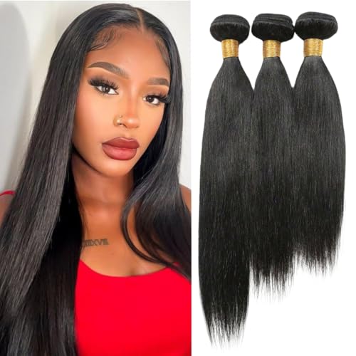 Tissage Bresilien en lot Straight Hair Bundles Tissage Naturel Cheveux Humain 100% Human Hair Extension Unprocessed Vierges Mèches Raide Naturel Noir 14 16 18...