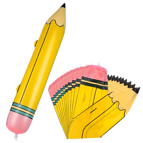 Crayons gonflables jaunes déco de fête et kermesse scolaire x12