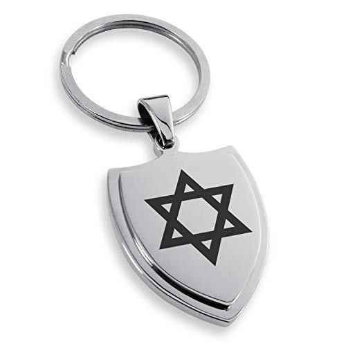 Stainless Steel Hexagram Star of David Shield Keychain Keyring