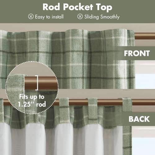 Image of Madison Park Plaid Window Curtain Thermal Insulated, 1 Panel, 50x63 Green