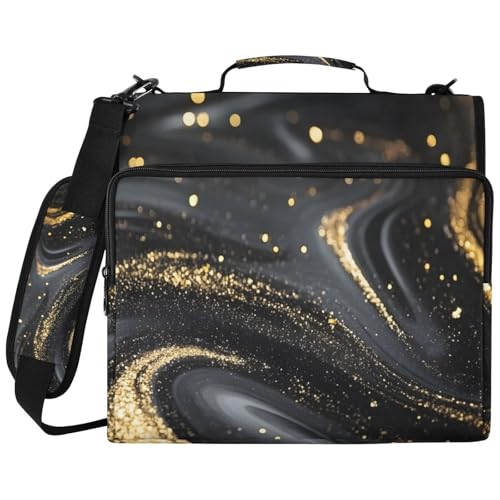 Black Gold Swirls �o�C���_�[�I�[�K�i�C�U�[�o�b�O 3�����O�o�C���_�[�t�� �h�� �m�[�g�p�\�R���X���[�u �w�Z/�I�t�B�X���[�p