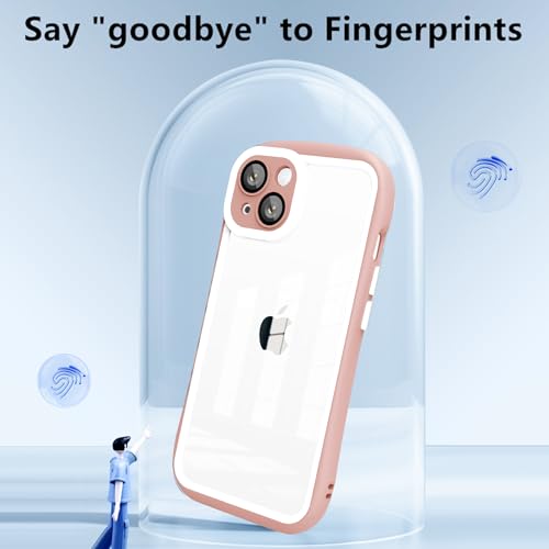 Funda rosa para iPhone 15 Pro con anillo giratorio 360 7