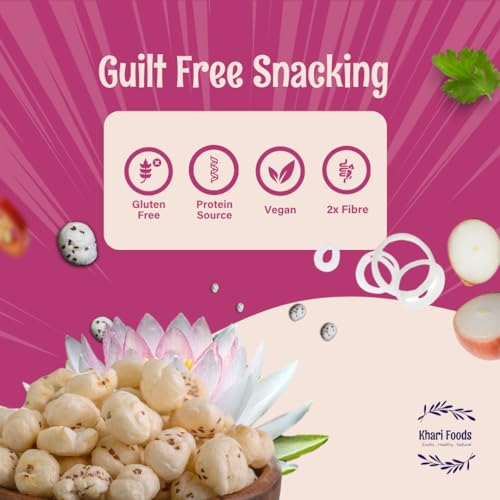 Image of Khari Foods Premium Flavoured Makhana 25g, Crunchy & Roasted Makhana Pops, Protein Source, Fibre Rich, No Palm Oil, Gluten Free (Cream & Onion)