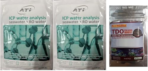 Essentials Pro ATI ICP-OES Complete Saltwater Water Test Kit with PREPAID Shipping Label Coral Aquarium Fish Food (Two ATI ICP Test Kits)