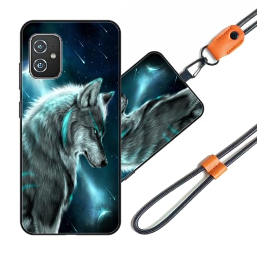 JEZSTHAI Funda Compatible con ASUS Zenfone 7 Pro Carcasa de Silicona Suave con Correa Colgante Correa de Cuello Cordón para Movil,Anti-Choque Protección Case con Dibujos Aesthetic Patrón*A06