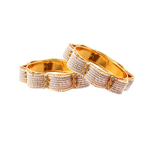 JewarHaat Bangles Fashion Indian Bollywood Faux Pearl Rhinestone Floral Gold Plated Bracelet Jewelry for Women3