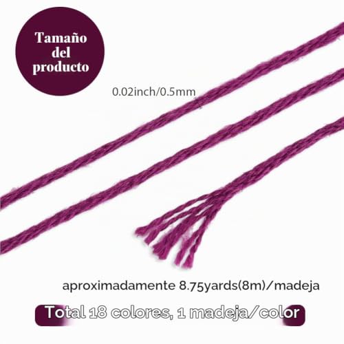 Miniatura 2 de Cabodyals 18 Madeja De 6 Hebras De Hilo De Bordar Rosa Jaspeado Para Punto De Cruz, Hilo De Poliéster Degradado Para Pulseras De La Amistad, Hilo Para Coser A Mano, Joyería, Manualidades, Pulseras De