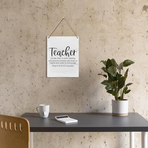 UYIKG Teacher Definition Decor -Teacher Office Wall Art Decor -School Office Wood Hanging Sign -Wooden Slogan Hanging Sign for Teacher's Office Classroom 8x10 Inch - Image 4