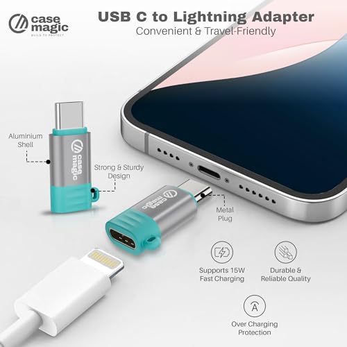 case-magic USB C to Lightning Adapter Converter| 15W Fast Charging, 480Mbps Data Sync, Aluminum Alloy Shell Connector for iPhone 15/16/16 Pro/16... - Image 2