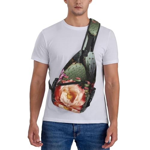 Bolso cruzado de pecho para hombre con flores y cactus miniatura 7