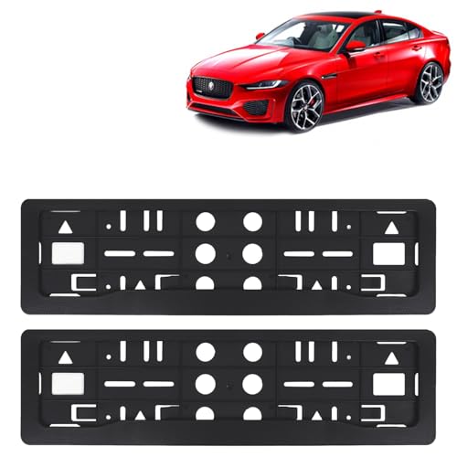 Image of KINGSWAY XE Car Number Plate Frames for All 2019 Onwards Models of Jaguar Car Registration Plate Holders, Black Licence Plate Covers (Front and Rear), Universal Size 51.5 x 14.5 cm