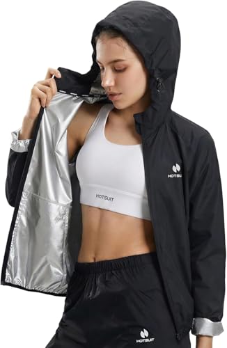 HOTSUIT Sauna Suit for Women Weight Loss Machine Washable Sweat Sauna Jacket Pants Anti Rip Sweat Suit for Gym Workout