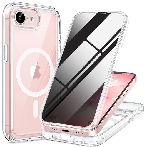 Image of miracase for iPhone 17e & 16e Case with Built-in Private Screen Protector, [Magnetic with MagSafe] Full-Body Phone Cover Military Drop Proof 17 E / 16 E Bumper 6.1 inch, Clear