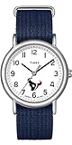 Timex ユニ ウィークエンダー 38mm 腕時計 - ヒューストン・テキサンズ スリップスルーシングルレイヤーストラップ, ブルー