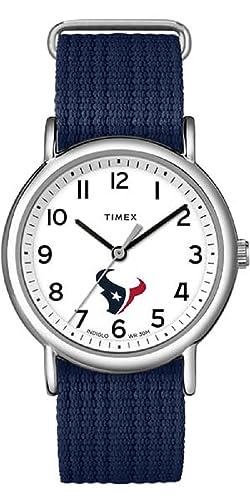 Timex ユニ ウィークエンダー 38mm 腕時計 - ヒューストン・テキサンズ スリップスルーシングルレイヤーストラップ, ブルー