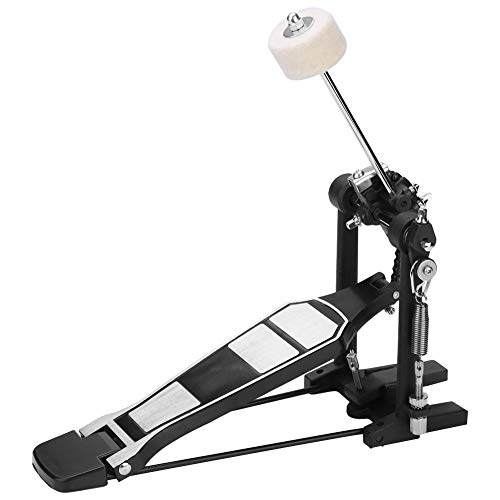 Drums Set Pedal, Black, Single Bass Foot Kick Percussion Chain Drive, Aluminum Alloy, for Professional Drummer, with Black Color Finished, Frictionless Bearing Hinge
