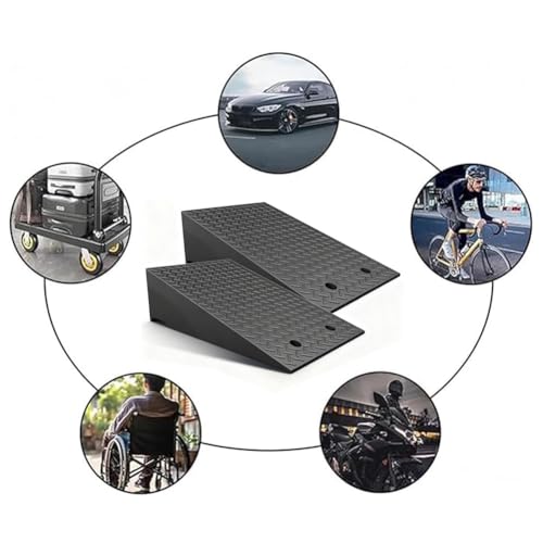 Rampas para bordillo 2 unidades, altura de elevación 3,9-5,9 pulgadas (10-15 cm), estructura estable con rejilla y 4 tornillos de expansión, capacidad de carga 7716 lbs miniatura 6