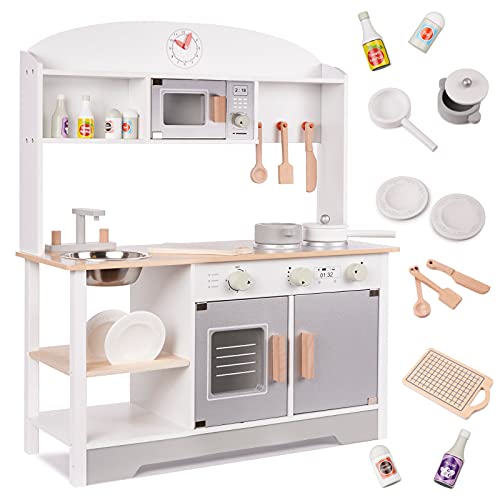 Giant Bean Cucina In Legno Giocattolo Per Bambini 3-5 Anni Con Orto E Accessori