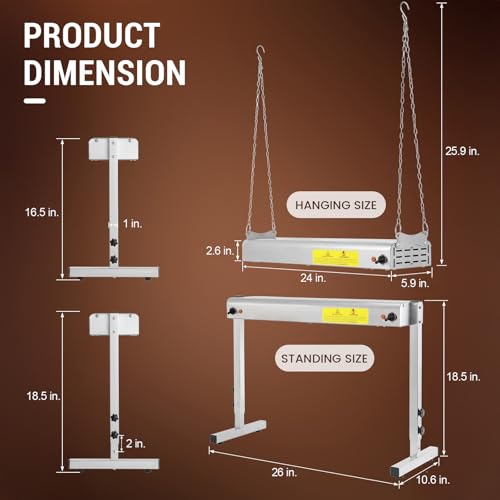 24-Inch Food Heat Lamp, 750W Commercial Food Warmer Lamp Electric Strip Heater Overhead Stainless Steel Heat Lamps for Buffet Restaurant Parties Catering, Sliver 115V