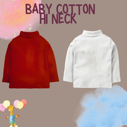 Image of REVOLTEK Boy's and Girl's 100% Cotton Full Sleeve Turtle High Neck T-Shirts Pack of 2