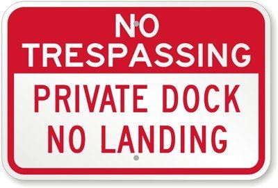 SmartSign 12 x 18 inch “No Trespassing - Private Dock No Landing” Metal Sign, 63 mil Laminated Rustproof Aluminum, Red and White, Made in USA