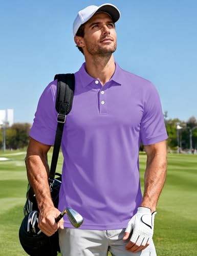 Image of MAGCOMSEN Men's Polo Shirts 3 Buttons Casual Work T Shirts Quick Dry Short Sleeve Golf Shirt Pique Jersey Outdoor Performance