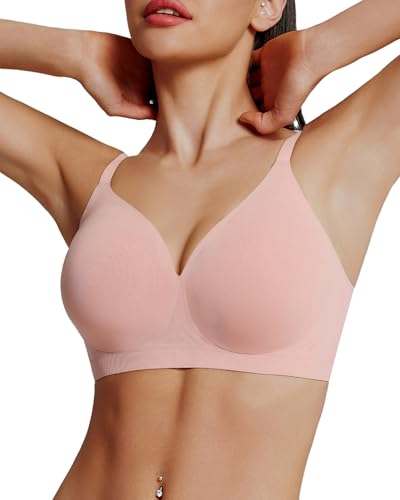Image of HORISUN Seamless Bras Full Coverage V Neck Push Up Wireless Bras for Women