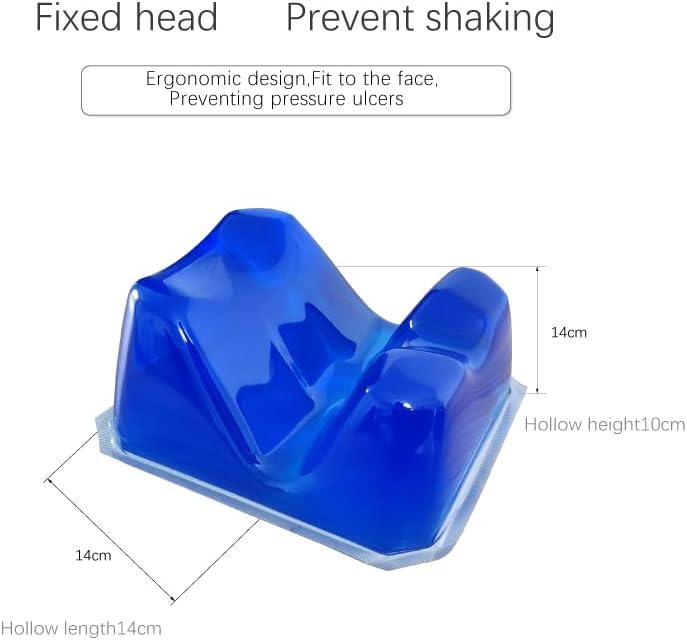 Medical Prone Position Headrest, Ergonomic Gel Face Cushion, 11x9.5x5.5 inches, Blue