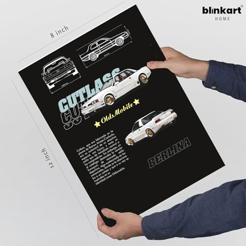 Image of BLINKART Nissan Skyline GT-R (R32) CarFramed Posters Gift Items Boys Room Wall Decoration Bedroom Office Studio Synthetic Wood Frame & Acrylic Glass Ready to Hang - 12x8 Inch, (A4 Size) - CAR-007
