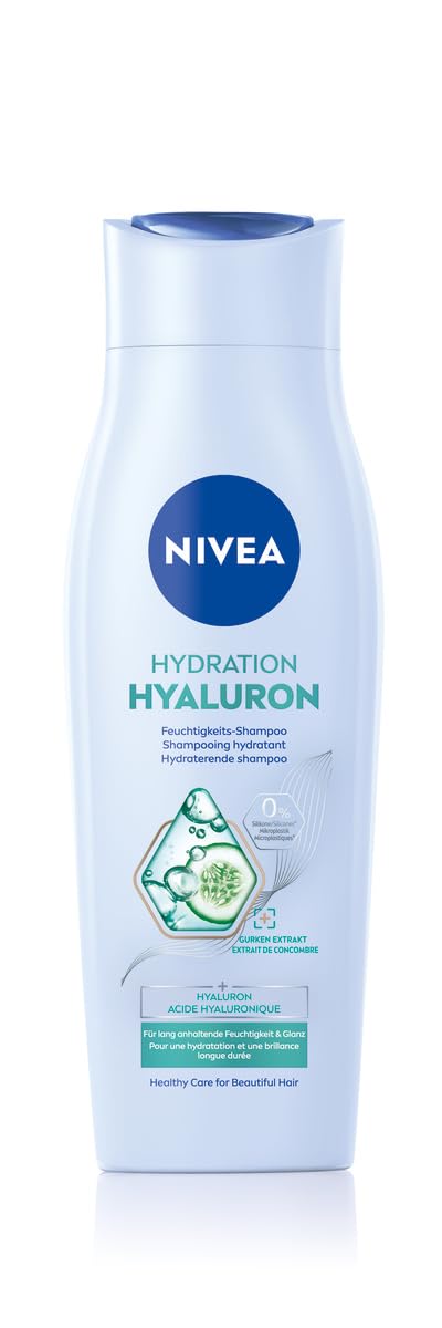 Nivea Transparent Hydration Hyaluron Feuchtigkeits-Shampoo, Haarpflege Für Trockenes Haar Mit Hyaluron, Veganes Haarshampoo Ohne Silikone Für Natürlichen Glanz (250 Ml)