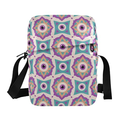 KLL Purple Boho Evil Eyes messenger bag for men Vegan Leather Shoulder Crossover Bag Casual Woman Shoulder Handbags