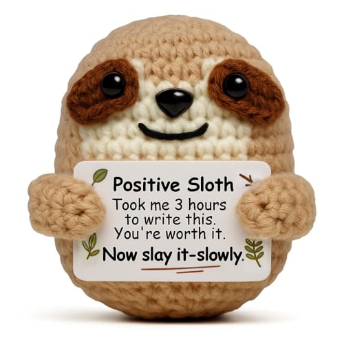 Positive Sloth Christmas Birthday Gifts for Women Men, Handmade Crochet