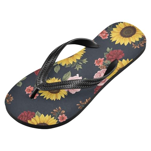 Burbuja Sunflowers Roses Flip Flops for Women Men, Soft Thong Sandals Rubber Slippers for Pool Beach Essentials2