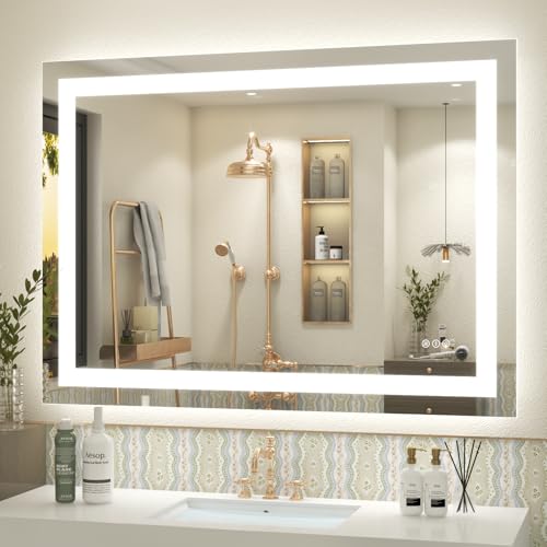 Image of 40 x 30 LED Lighted Bathroom Mirror for Wall, Vanity Mirror Lights, Dimmable, Anti-Fog, Shatter-Proof, ETL Listed (Front Lit + Backlit)
