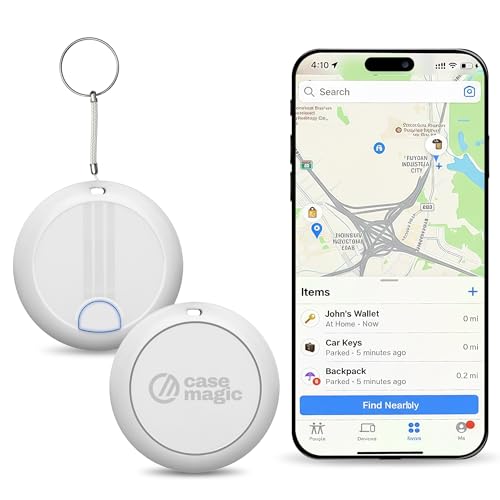 Image of Case Magic G-Tag MFI Certified Bluetooth Item Finder | Apple Find My, iOS Only, No GPS, No SIM | Separation Alarm, 90dB Ring | 8-10 Month Replaceable Battery | for Keys, Bags, Wallet