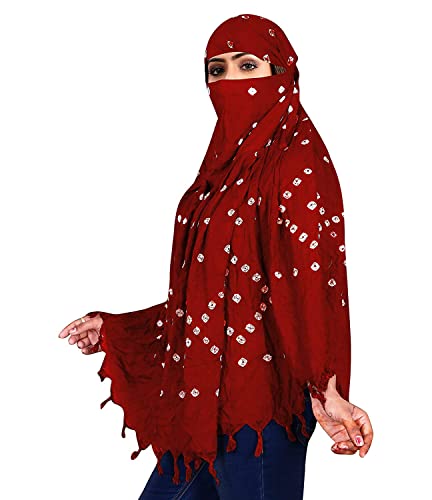 Image of Cotton Long Scarf Cum Mask Scarves Usable for Vehicle Driver | White Printed Design Fabric | Universal Size | Soft & Breathable Sun Protection | For Girl & Women