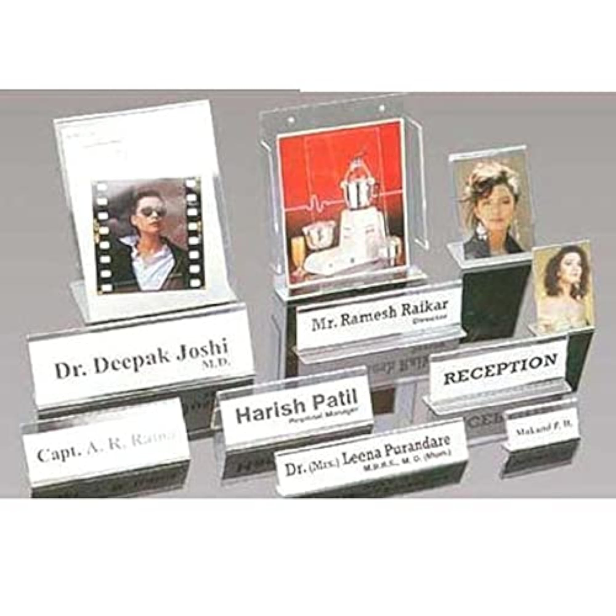 Clear Acrylic Desk Plate Holder - 10 Pack V-Shaped Display Stands
