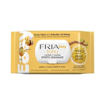 Fria Easy Baby Salviette Cambio Pannolino, con Aloe Vera ed Estratto di Miele ad Effetto Idratante, Dermatologicamente Testate, Confezione da 110 Salviette