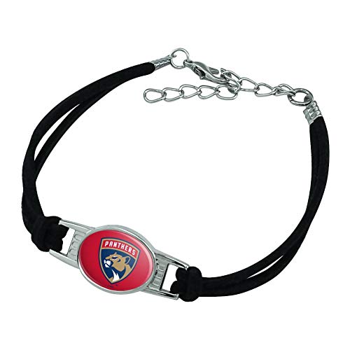 GRAPHICS & MORE NHL Florida Panthers Logo Novelty Suede Leather Metal Bracelet