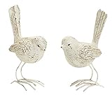 The Bridge Collection Faux Whitewashed Wood Carved Bird Figurines, Set of 2