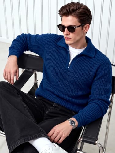 Image of Kvetoo Mens Woolen Sweater for Man Winter Quarter Zipper Knit Sweater Full Sleeve Office Wear Pullover