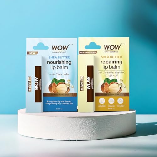 Image of WOW Skin Science Shea Butter Nourishing Lip Balm with Ceramides - Hydrating Lip Balm for Dry, Chapped Lips | Strengthens Lip Skin Barrier | SPF 30 | 4g