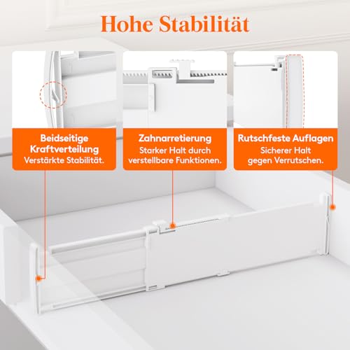 Lifewit 4 Stück Schubladentrenner, Verstellbar Schubladen Trenner für Innenlänge 35-55cm & Höhe>10,5cm, Schubladen Organizer Schubladenteiler für Kleiderschrank Wickelkommode Büro Küche, Weiß