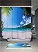 Produktbild FANSU Duschvorhang Wasserdicht Anti-Schimmel Anti-Bakteriell, 3D Drucken 100% Polyester Bad Vorhang für Badzimmer mit C-Form Kunststoff Haken (Strand,180x200cm)