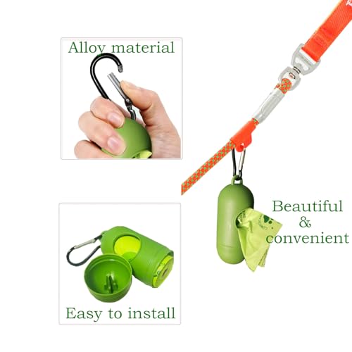 Image of Pet Poop Bags,Unscented,Extra Thick,Leak Proof,8Rolls,120 Counts, with Metal Carabiner Dispenser