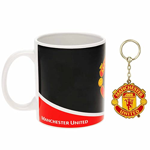Ensemble cadeau tasse et porte-clés en céramique avec blason officiel de Manchester United